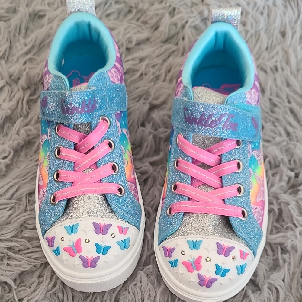 Skechers Blue and Pink Butterfly Sneakers That Light Up. Never Worn